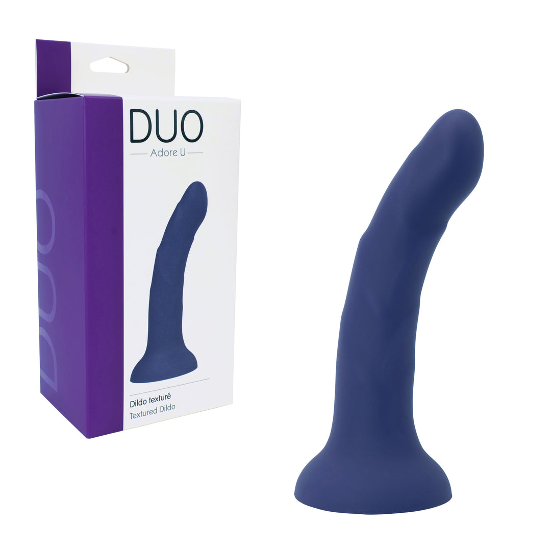 Duo G Spot & P-Spot Textured Silicone Dildo W/ Suction Cup