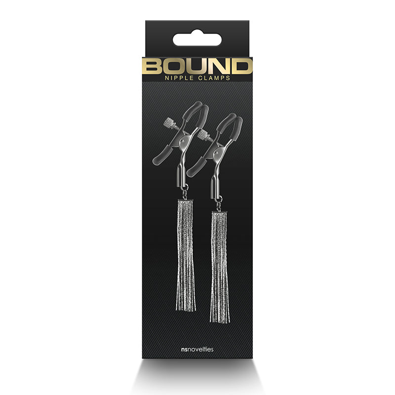 Bound Nipple Clamps W/ Chain Fringe - Gunmetal Black in Box