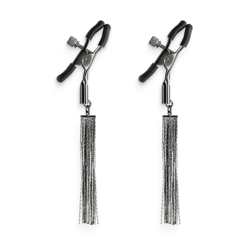 Bound Nipple Clamps W/ Chain Fringe - Gunmetal Black 
