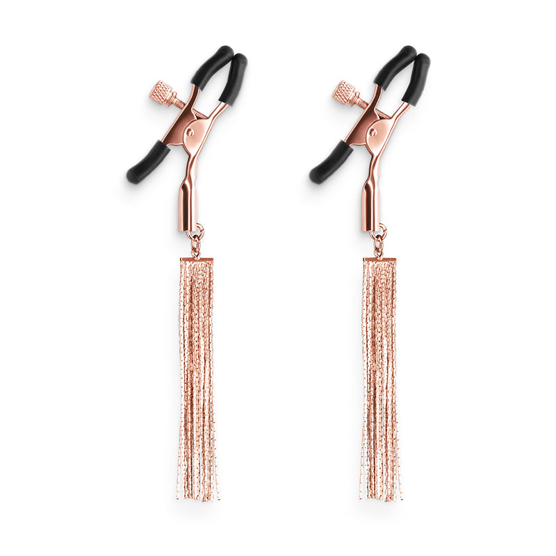 Bound Nipple Clamps W/ Chain Fringe - Rose Gold