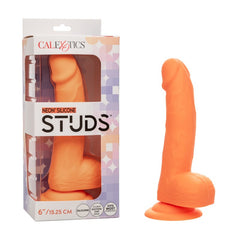 Neon Orange Silicone Studs 6 inch dildo