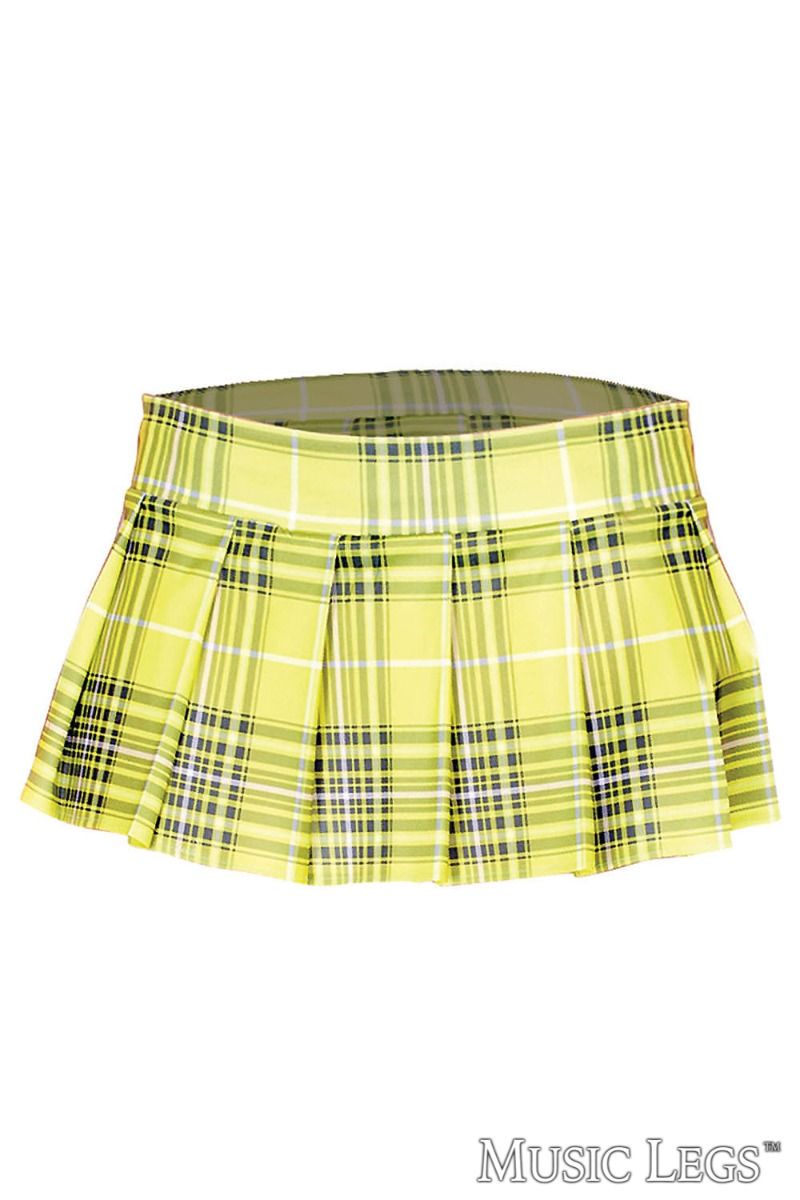 School Girl Skirt in Neon Yellow