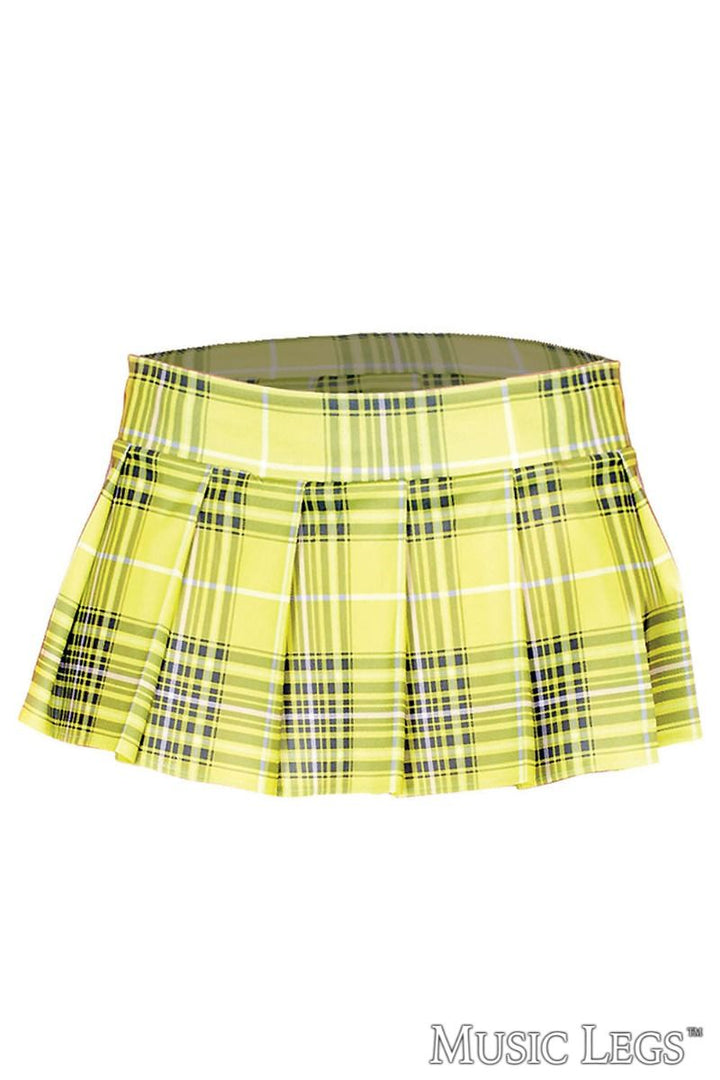 School Girl Skirt in Neon Yellow