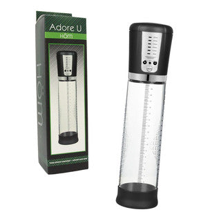 automatic penis pump displayed alongside box