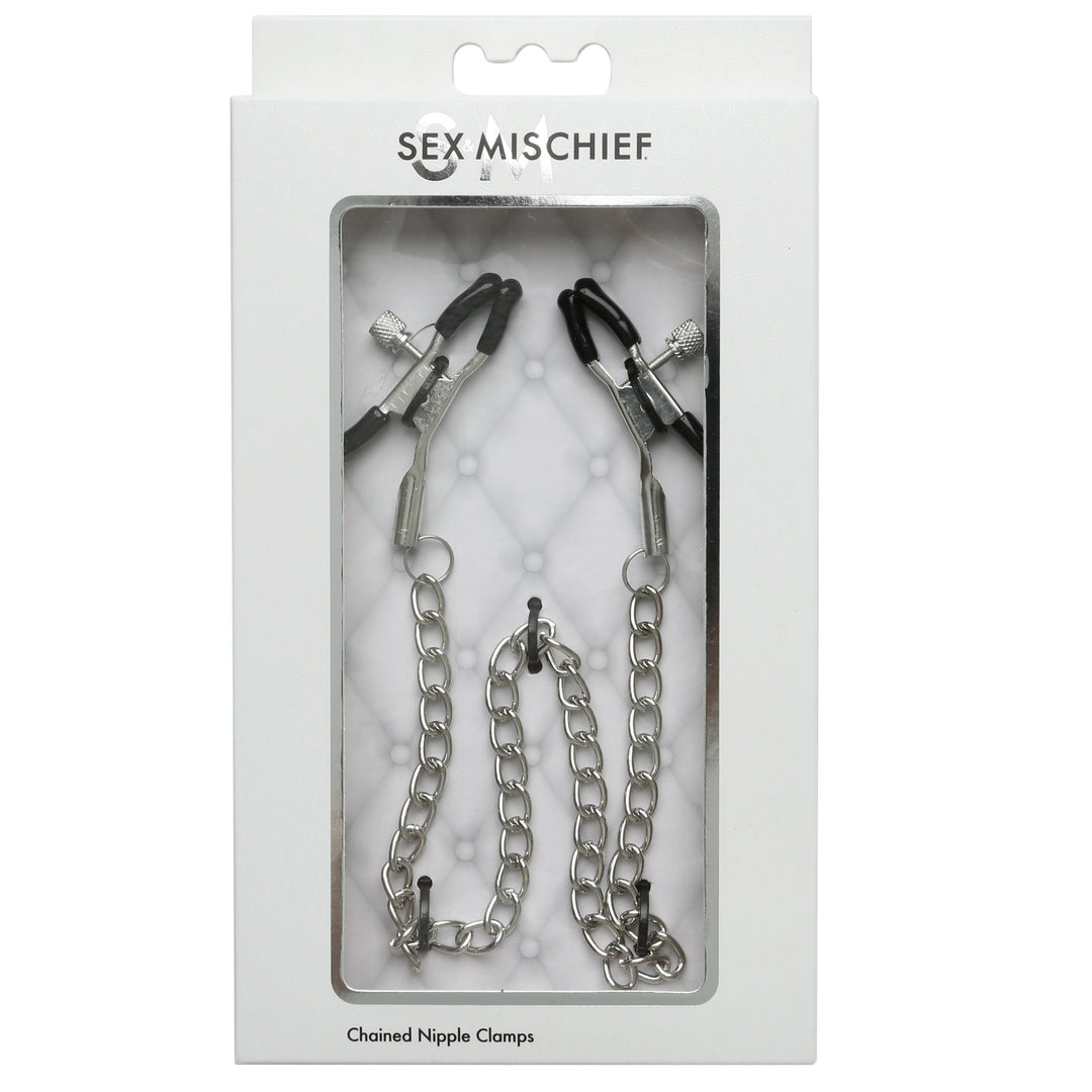 Sex & Mischief Adjustable Chained Nipple Clamps Product Packaging
