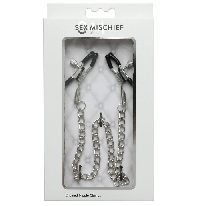 Sex & Mischief Adjustable Chained Nipple Clamps Product Packaging