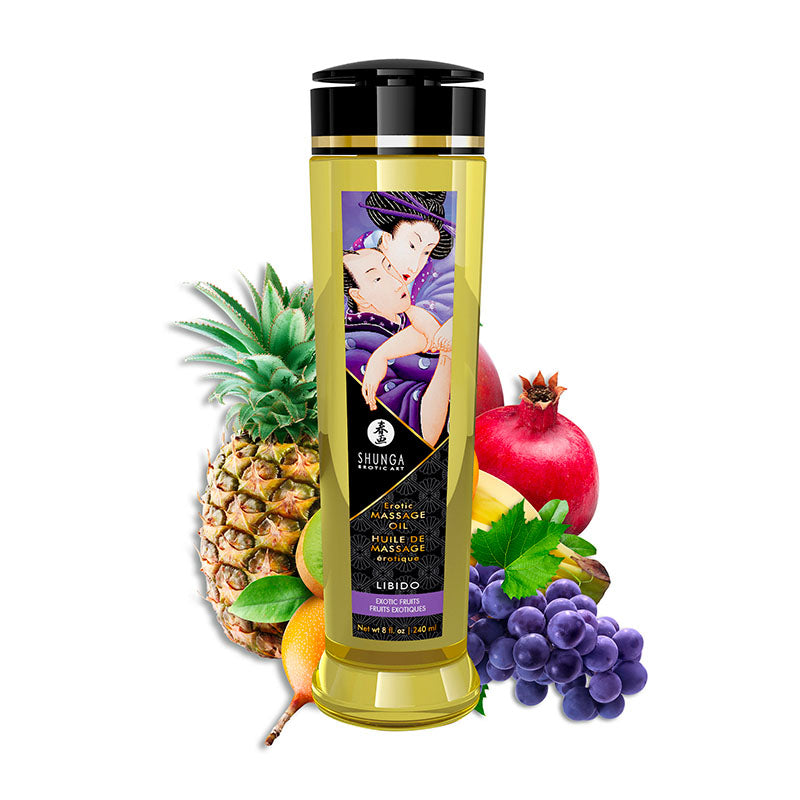 Shunga Natural Massage Oil 8 oz - Exotic Fruits Scent