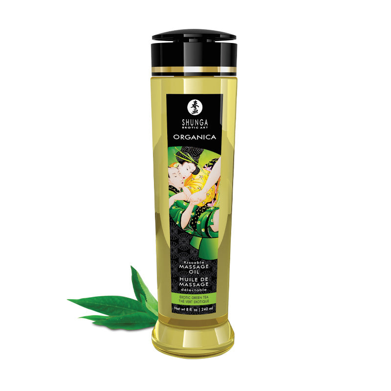 Shunga Natural Massage Oil 8 oz - Exotic Green Tea Scent