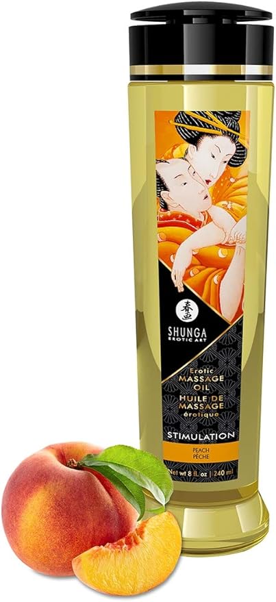Shunga Natural Massage Oil 8 oz - Peach  Scent