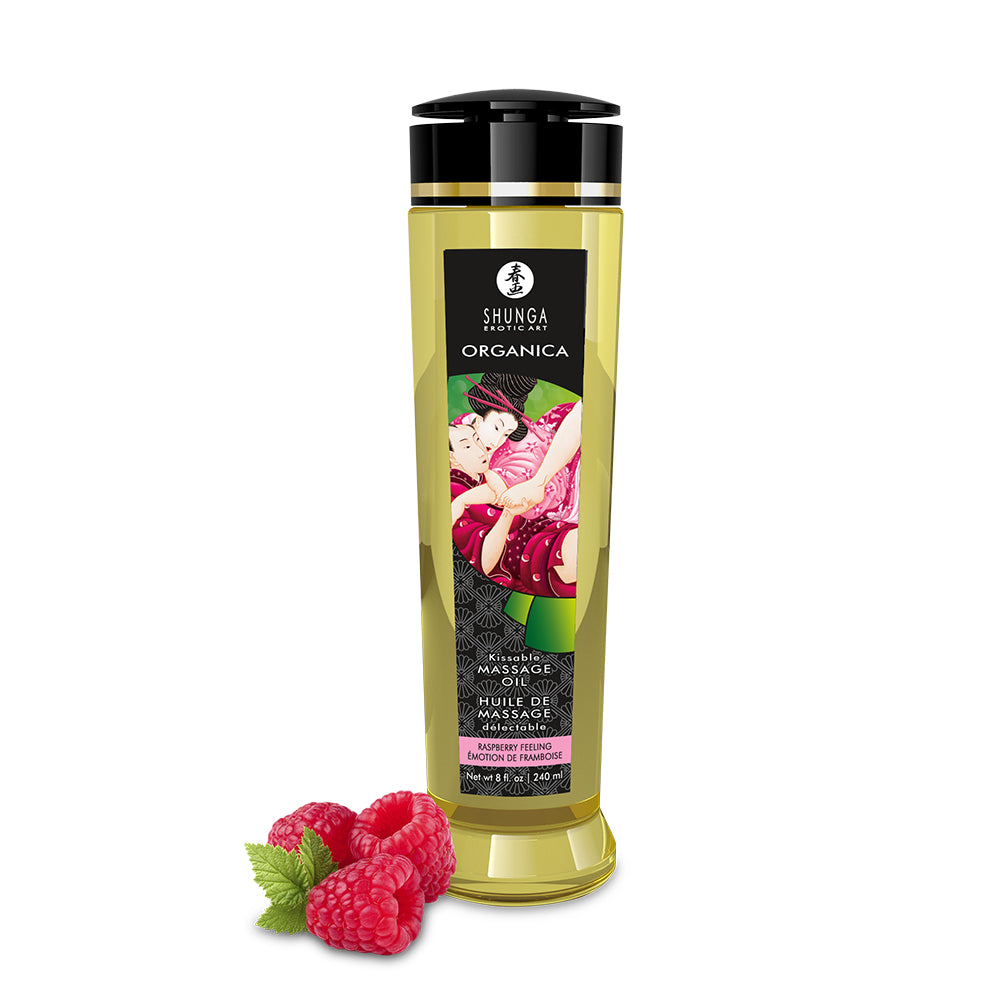 Shunga Natural Massage Oil 8 oz - Raspberry Scent
