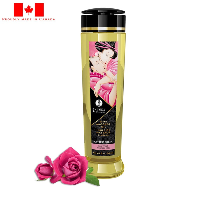 Shunga Natural Massage Oil 8 oz - Rose Scent
