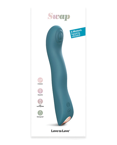 Swap 3 MOTORS G-Spot Flexible Vibrator W/ TAPPING - Teal in box