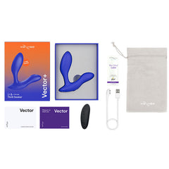 We-Vibe Vector + Prostate & Perineum Stimulator in Blue Box Contents