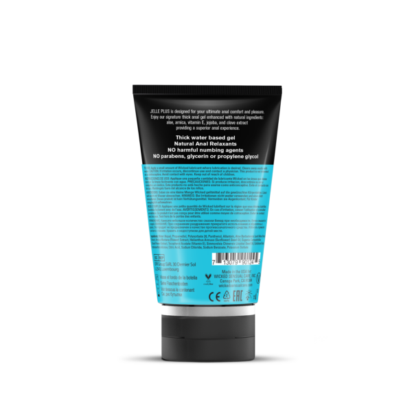 Back of wicked jelle plus packaging with specifcations