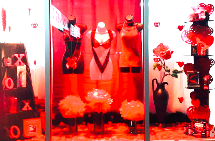 Sexessories adult toys store in Parksville Valentines day 2017 window display