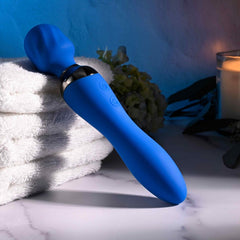 Selopa Blue Belle Double-Ended G-Spot Wand Leaning with Towel