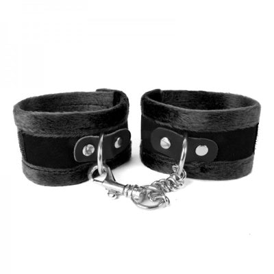 Hand & Ankle Cuffs Plush Adjustable Restraints in Black