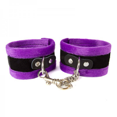 Hand & Ankle Cuffs Plush Adjustable Restraints in Purple