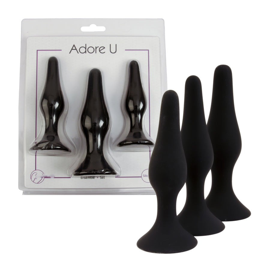 Adore U Lydia Anal Plug 3Pc Silicone Training System 