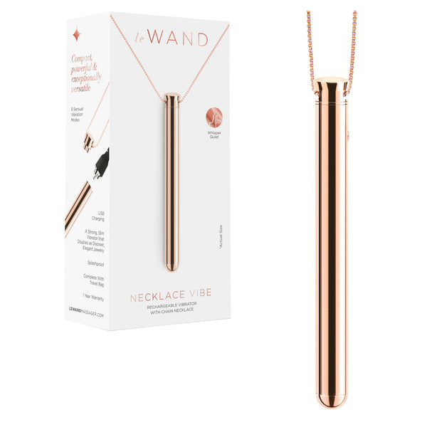 Le Wand Discreet Rechargeable Necklace Vibrator in rose gold