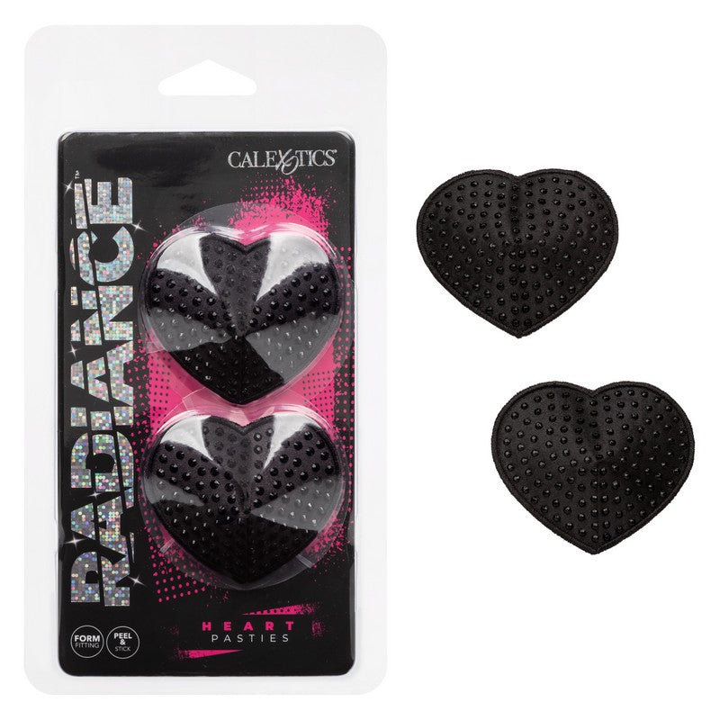 Pasties NIPPLE COVERS Black Satin W/ Rhinestones Heart Shapes