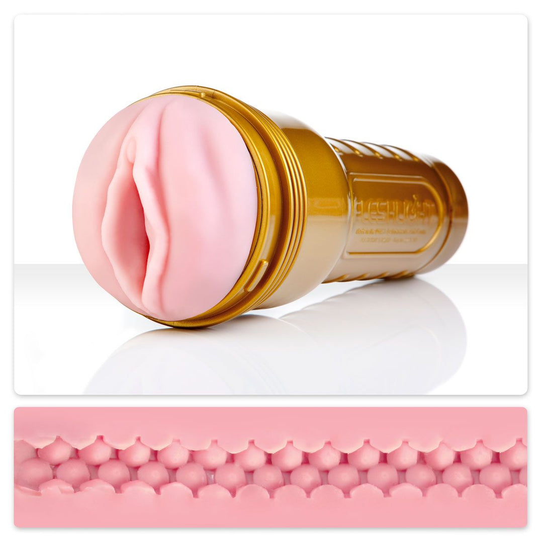 Fleshlight GO Stamina Training Unit Travel Size out of packaging side profile and texture close-ip.