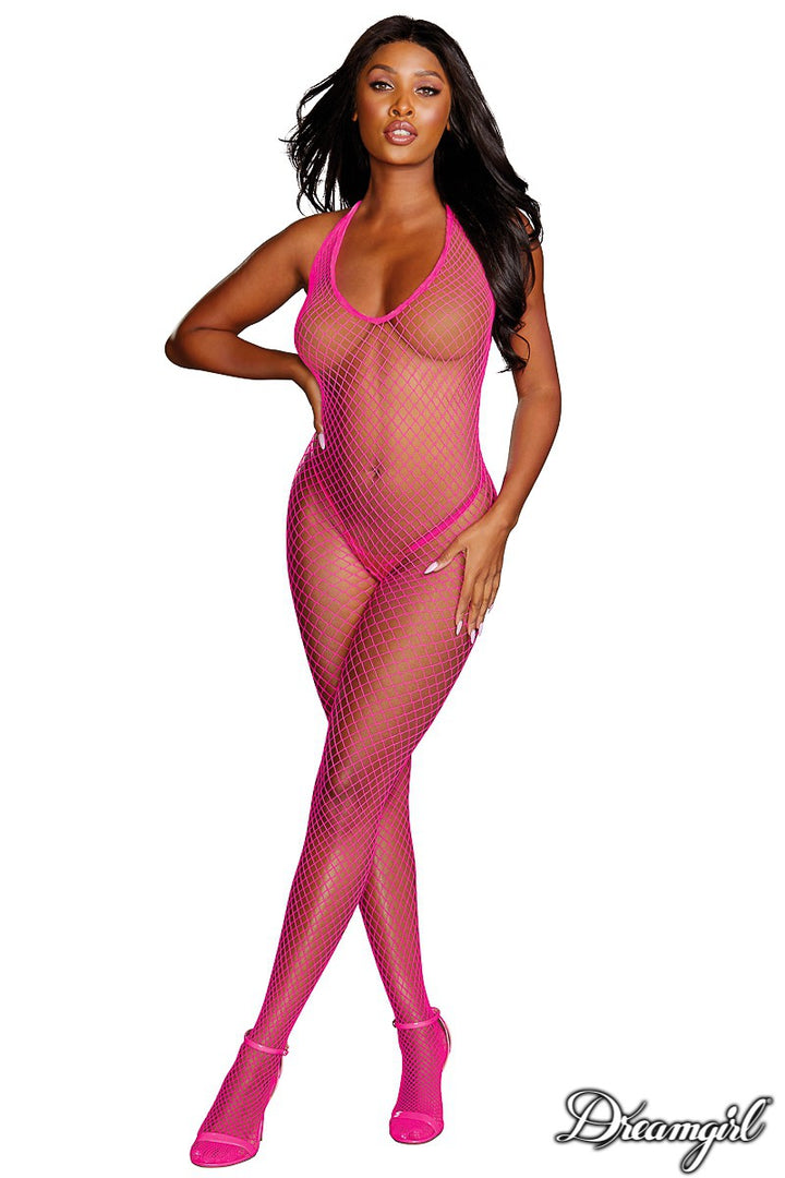 Dreamgirl Diamond-Net Halter Bodystocking W/ Open Crotch - Lingerie & Hosiery - Sexessories Parksville