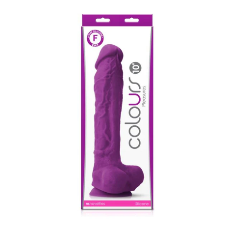 Colours Firm 10 inch dildo with balls and suction cup in purple