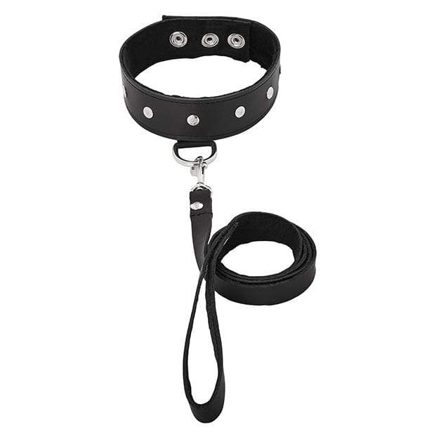 Black Leather Leash & Collar - Unisex & Adjustable