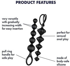 Satisfyer Love Beads Soft Black Silicone 2pc Set - Anal Beads - Sexessories Parksville
