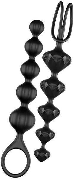 Satisfyer Love Beads Soft Black Silicone 2pc Set
