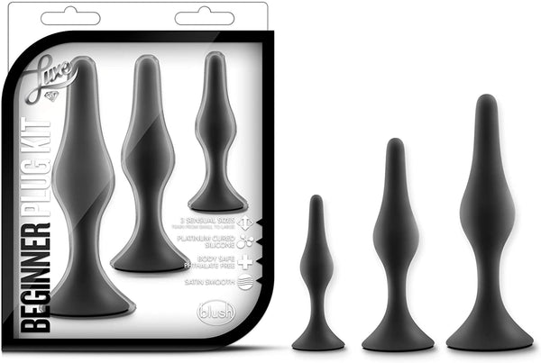 Luxe Three Piece Silicone Plugs Beginner Anal Training Kit