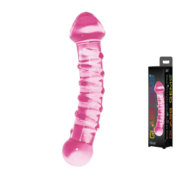Glass Gems G2 Pink Dildo Double Ended Dong - Shatter Resistant