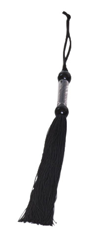 22 Inch Black Vegan Rubber Whip W/ Clear Beaded Handle