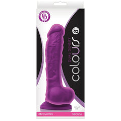 Colours Dual Density 8 inch dildo with balls and suction cup in purple