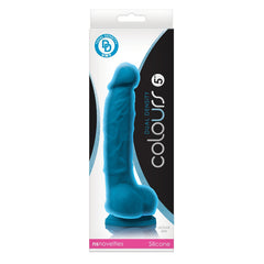 NS Novelties Colours dual density dildo with balls and suction cup base in blue