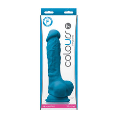 Colours firm silicone dildo with balls and suction cup in blue