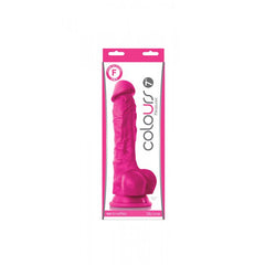Colours firm silicone dildo with balls and suction cup in pink