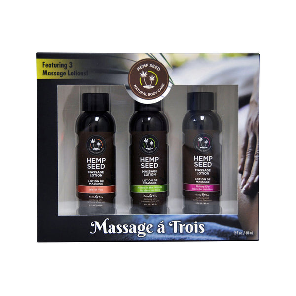 Massage Lotion Gift Set - Hemp Seed Natural Body Care - 3 Scents