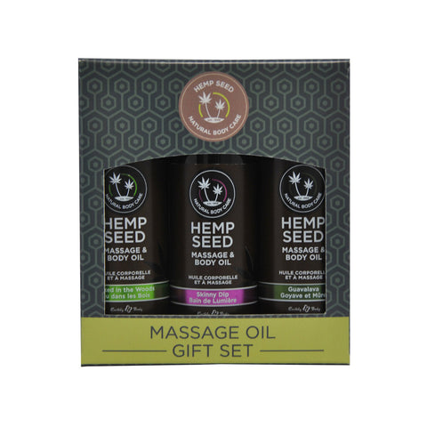 Massage Oil Gift Set - Hemp Seed Natural Body Care - 3 Scents - Massage Oil - Sexessories Parksville