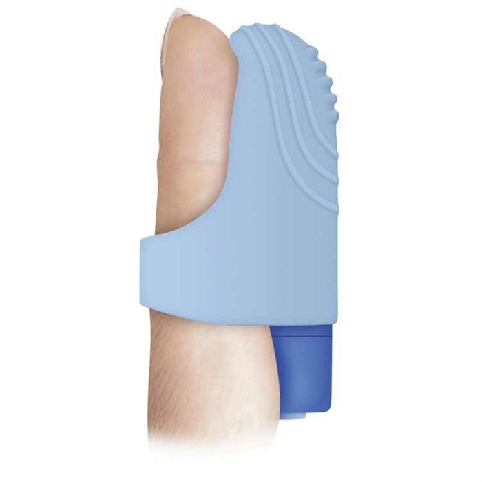 Fingerlicious blue bullet vibrator is wearable and comfortable on your finger