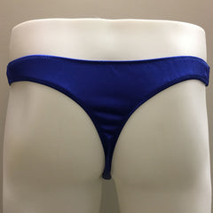 Fagiono Style 1422 Men's Satin Thong Underwear in cobalt blue from the back