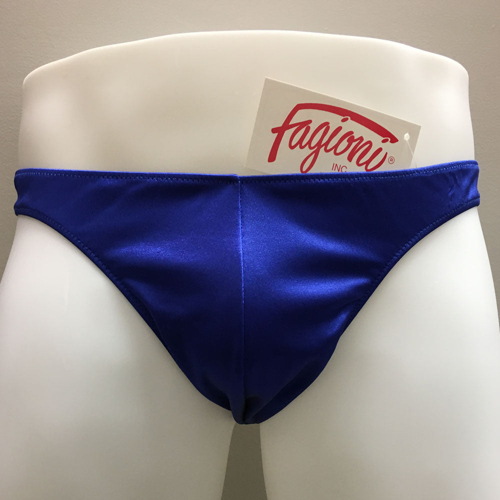 Fagiono Style 1422 Men's Satin Thong Underwear in cobalt blue from the front