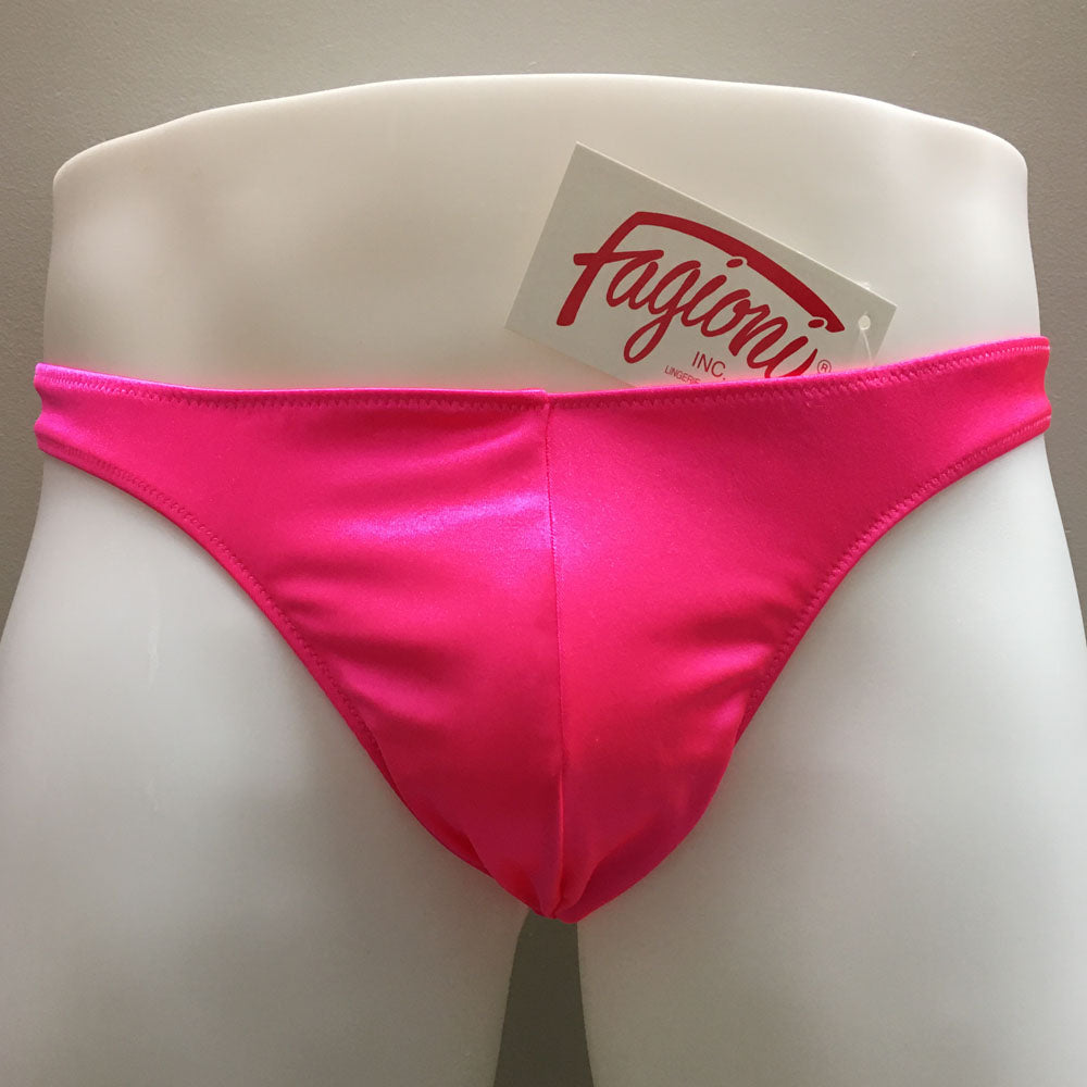 Fagiono Style 1422 Men's Satin Thong Underwear in hot pink from the front