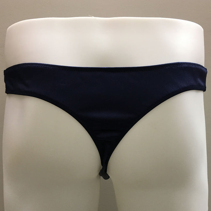 Fagiono Style 1422 Men's Satin Thong Underwear in navy from the back