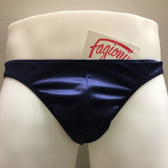 Fagiono Style 1422 Men's Satin Thong Underwear in navy from the front