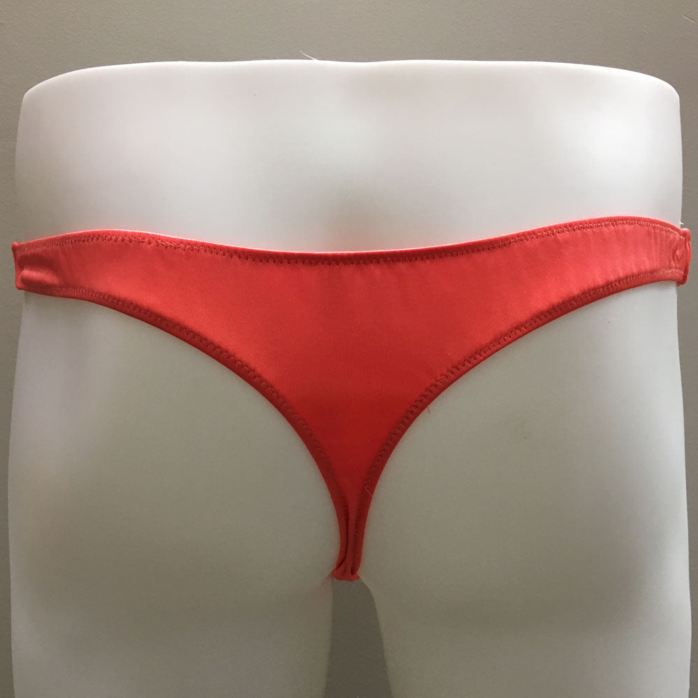 Fagiono Style 1422 Men's Satin Thong Underwear in orange from the back