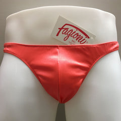 Fagiono Style 1422 Men's Satin Thong Underwear in orange from the front