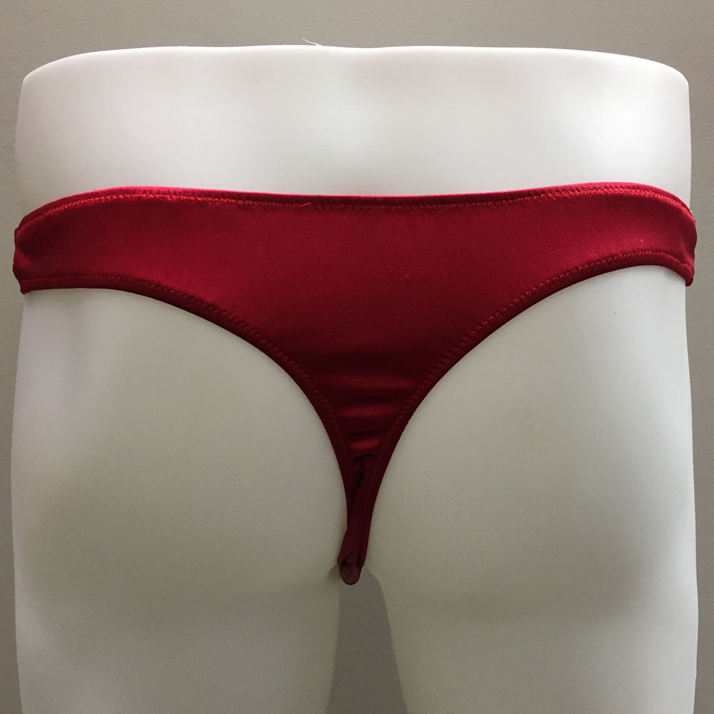 Fagiono Style 1422 Men's Satin Thong Underwear in red from the back