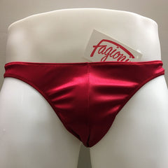 Fagiono Style 1422 Men's Satin Thong Underwear in red from the front
